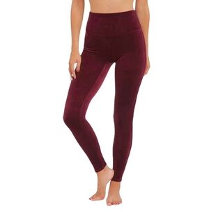 Spanx High Waisted Size L Burgundy/Wine Velvet Leggings